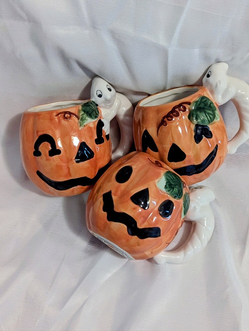 Ceramic Jack-o'-Lantern Mugs Set of Three